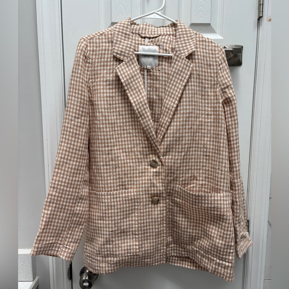 Madewell Linen Dorset Blazer in Gingham Check - Picture 4 of 15